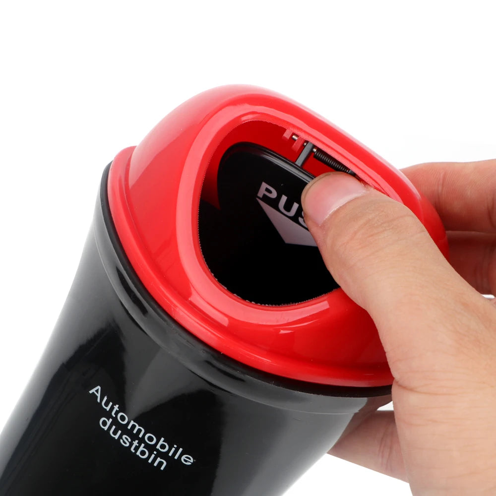 Car Trash Can with Auto-Bounce Lid close-up view