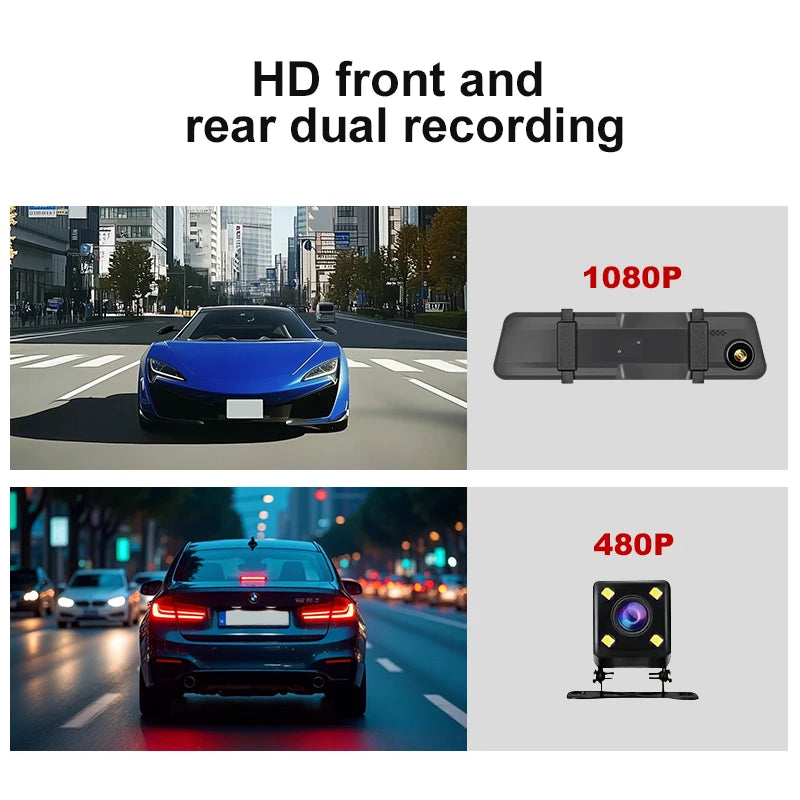 5.5" Rearview Mirror Dash Cam | 1080P HD, Front & Rear Dual Recording