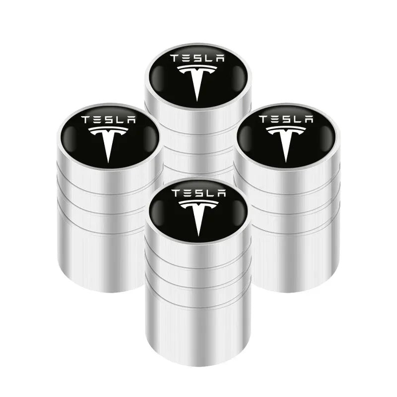 4Pcs Alloy Tesla Valve Caps | Dust Cover for Model 3 Y S X Cybertruck Roadster detail view