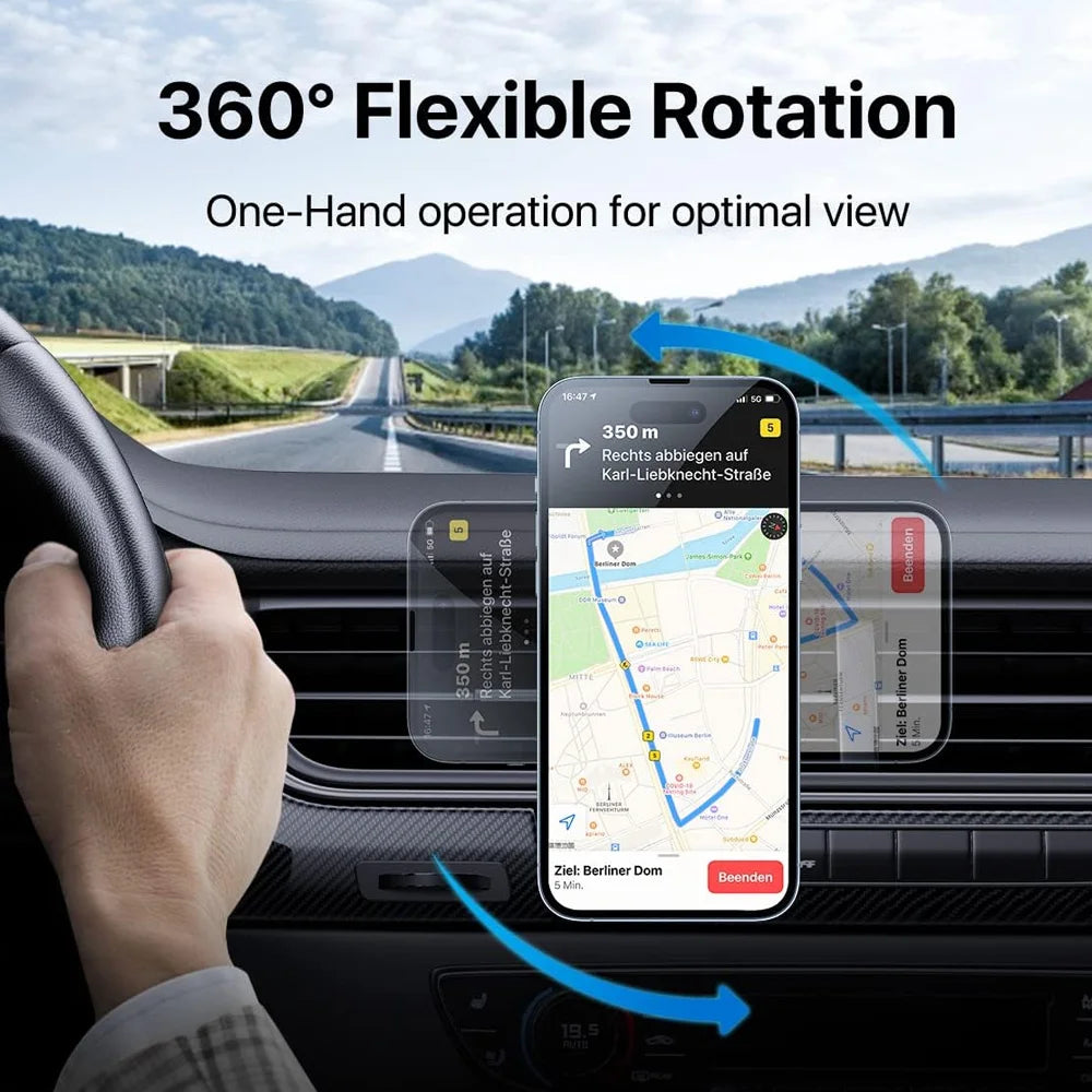 LED Magsafe Car Wireless ChargerSecure Magnetic Mount & Fast Charging Station for Phone 12 to 17 Pro Max