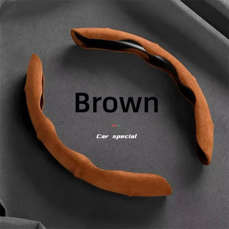 Suede Leather Steering Wheel Cover 38cm alternate view