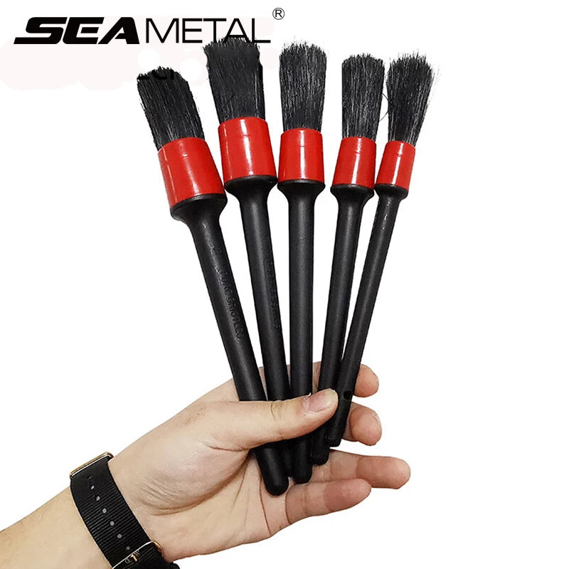 Car Detailing Brush Set 5pcs Red