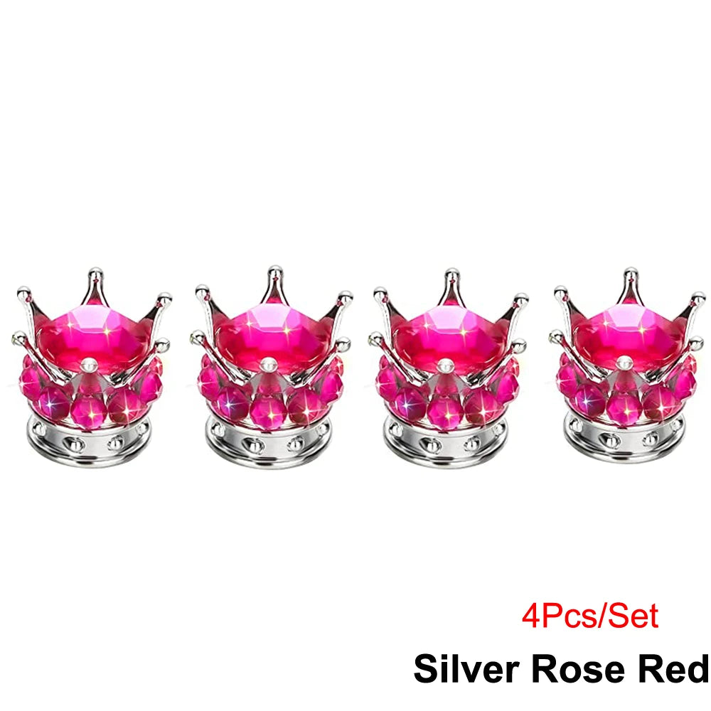 Bling Bling Rhinestone Valve Stem Caps | Chrome Crown Tire Valve Caps for Cars, Bikes alternate view