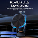 RGB LED Magnetic Wireless Charger Car Phone Holder | Fast Charging Mount for iPhone 16 close-up view