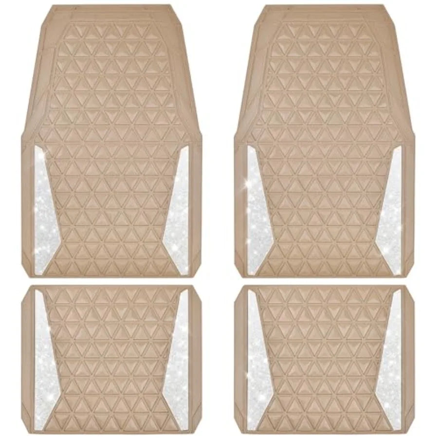Dazzle Glitter Car Floor Mats | 3D Rhombus, Anti-Slip, Waterproof, Universal Trim Fit