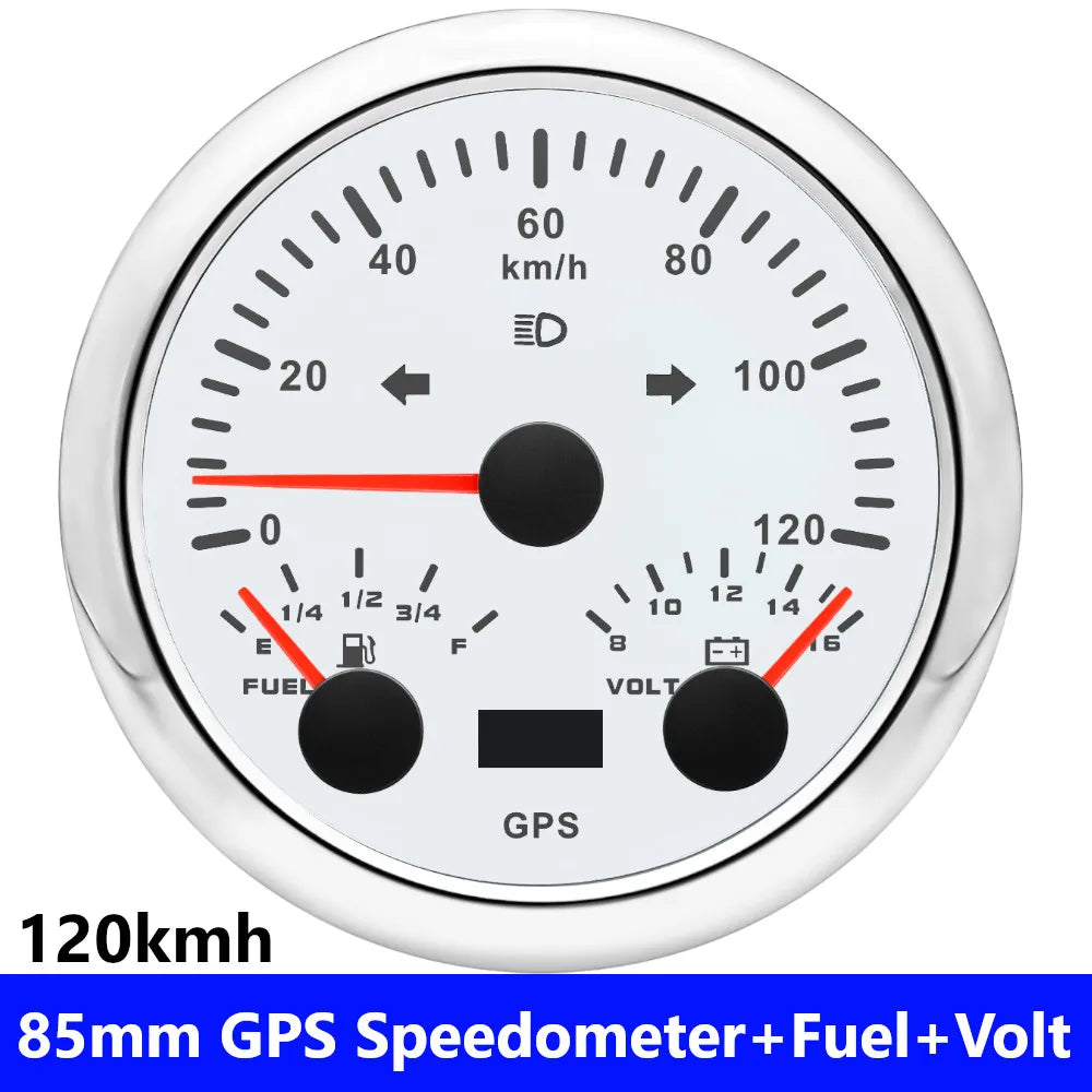 85mm 3 in 1 GPS Speedometer, Fuel Level Gauge, and Voltmeter | 12V/24V for Car, Mar additional angle