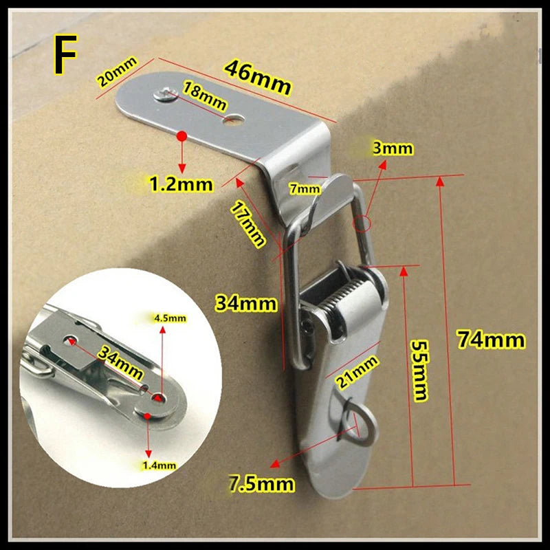90 Degree Duck Mouth Toggle Latch Spring Loaded Hasp Lock Wooden Case Box Fastening Clip detail view