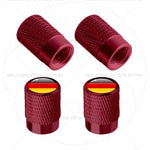 4Pcs Aluminum Motorcycle Car Tire Valve Caps with Germany France Italy Flag Emblems | close-up view
