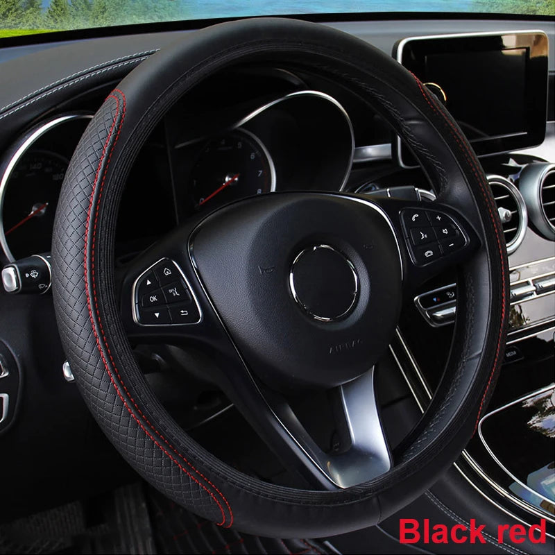 SEAMETAL Full-Wrapped Car Steering Wheel Cover Anti-Slip Wear-Resistant Steering Wheel Protection Cover Universal for 37-39cm