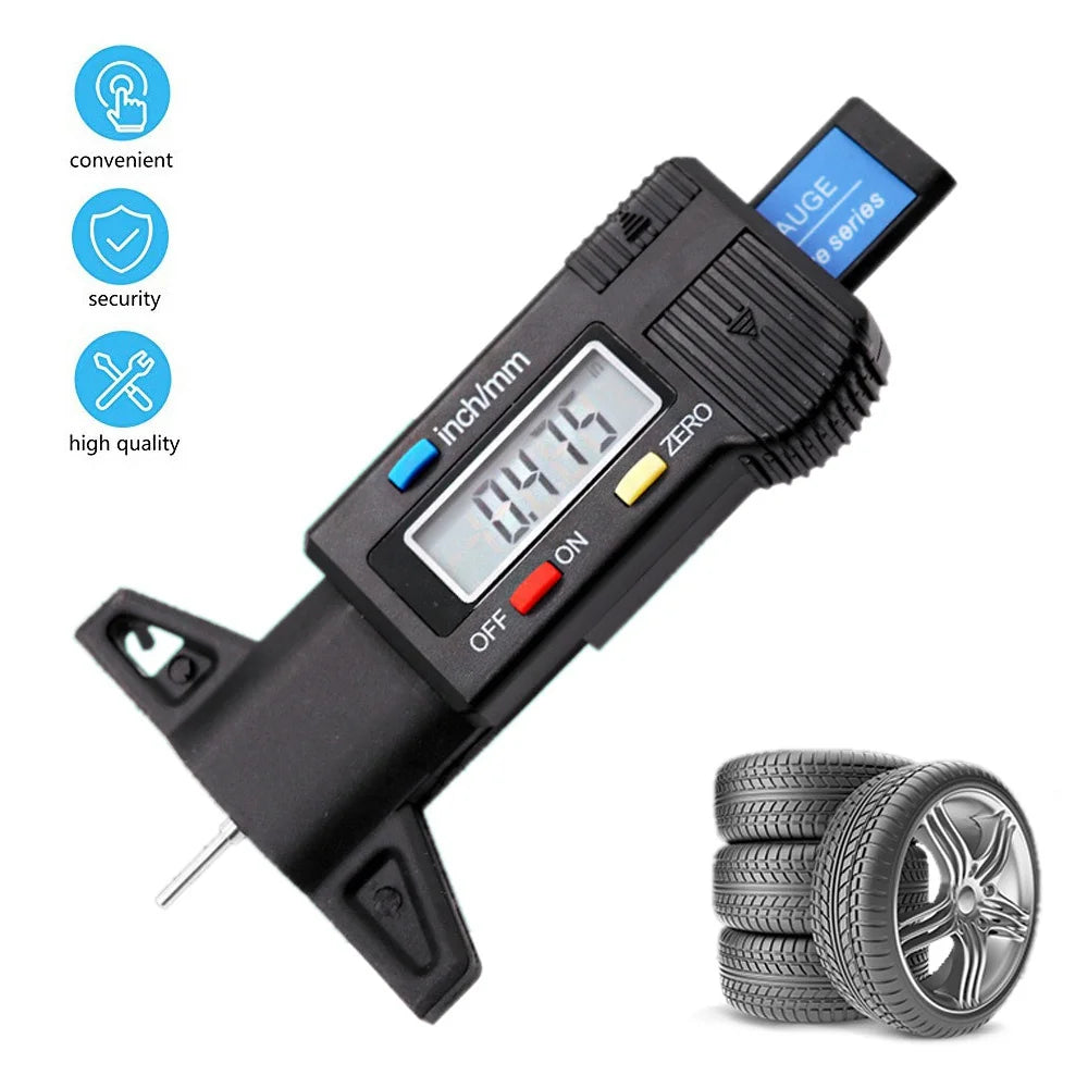 Digital Car Tyre Tread Depth Gauge | 0-25.4mm ABS Plastic Tire Wear Detection Tool