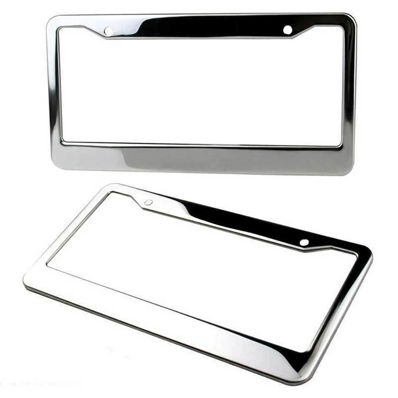 Stainless Steel License Plate Frame | Universal American Fit, Metal Cover & Screw Cap