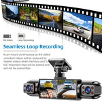 BCUOZ 4-Lens 360° Dashcam, 1080P Front + 720P Built-in Rear Left and Right car cameras, Super night vision, Loop recording, G-Sensor, WDR, 12-24V car plug power supply,Optional 64GB memory card.