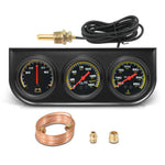 3in1 Car Triple Gauge Kit | 52MM Water Temp, Oil Pressure, and Amp Volt Meter for 12V close-up view