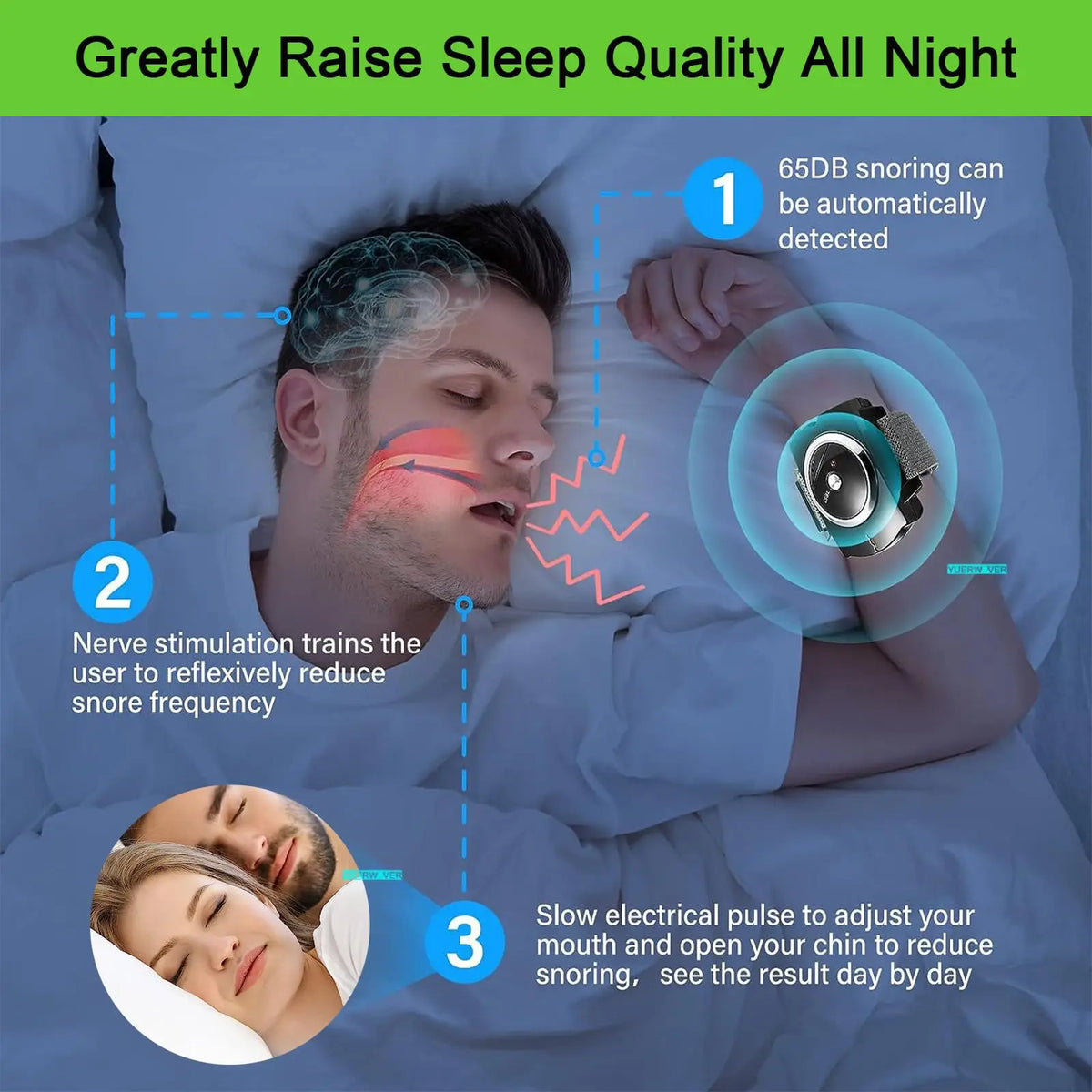 Professional Electronic Auto Anti Snore Wristband New Cessation Cure Solution Sleepin lifestyle view