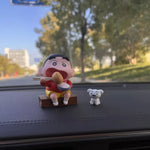 Crayon Shin-chan 2026 New Style Creative Cartoon Figurine Eating Potato And White Dog Car Dashboard Ornament Interior Decoration