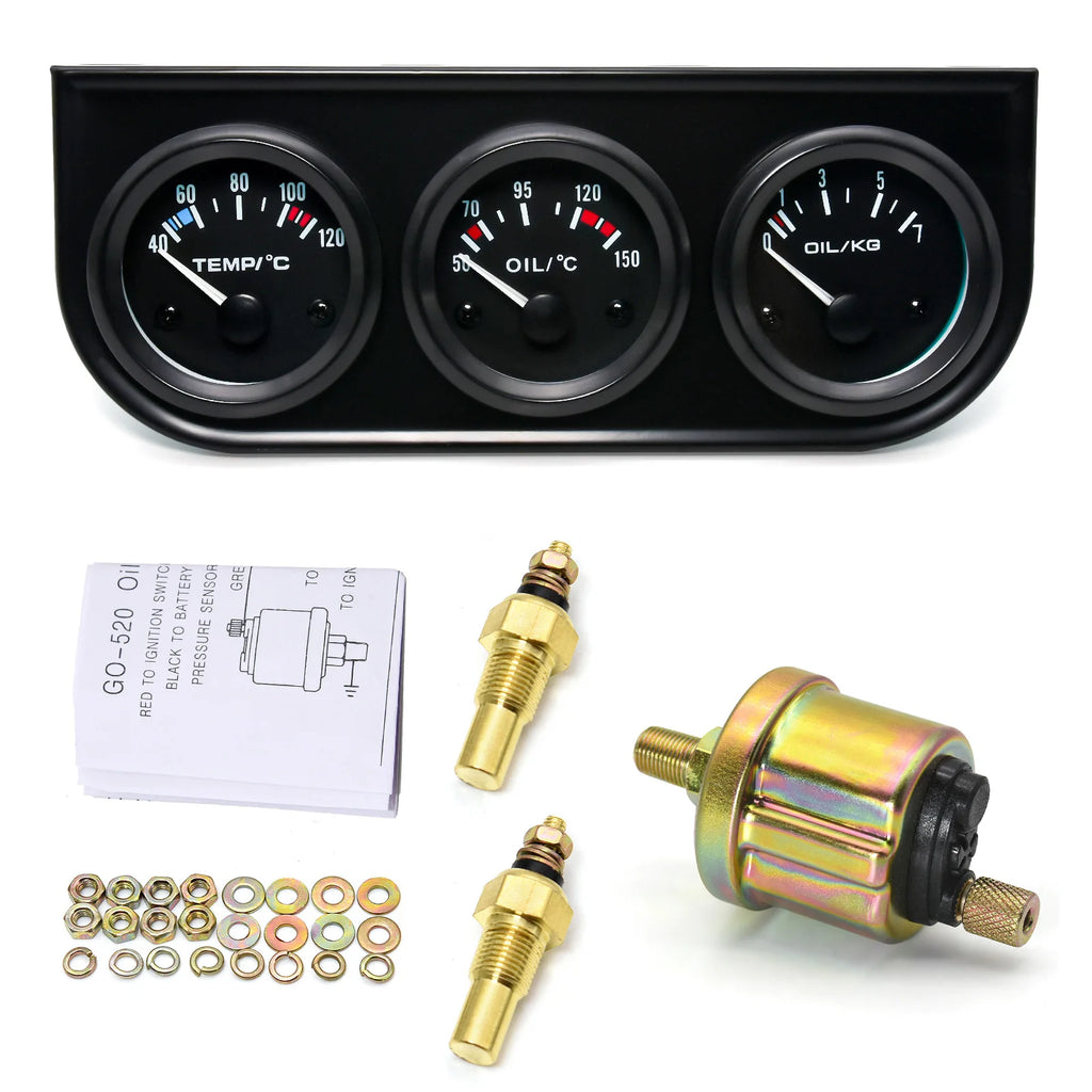 52mm Triple Gauge Kit 3 in 1 | Car Water Temp, Oil Pressure & Voltage Meter lifestyle view