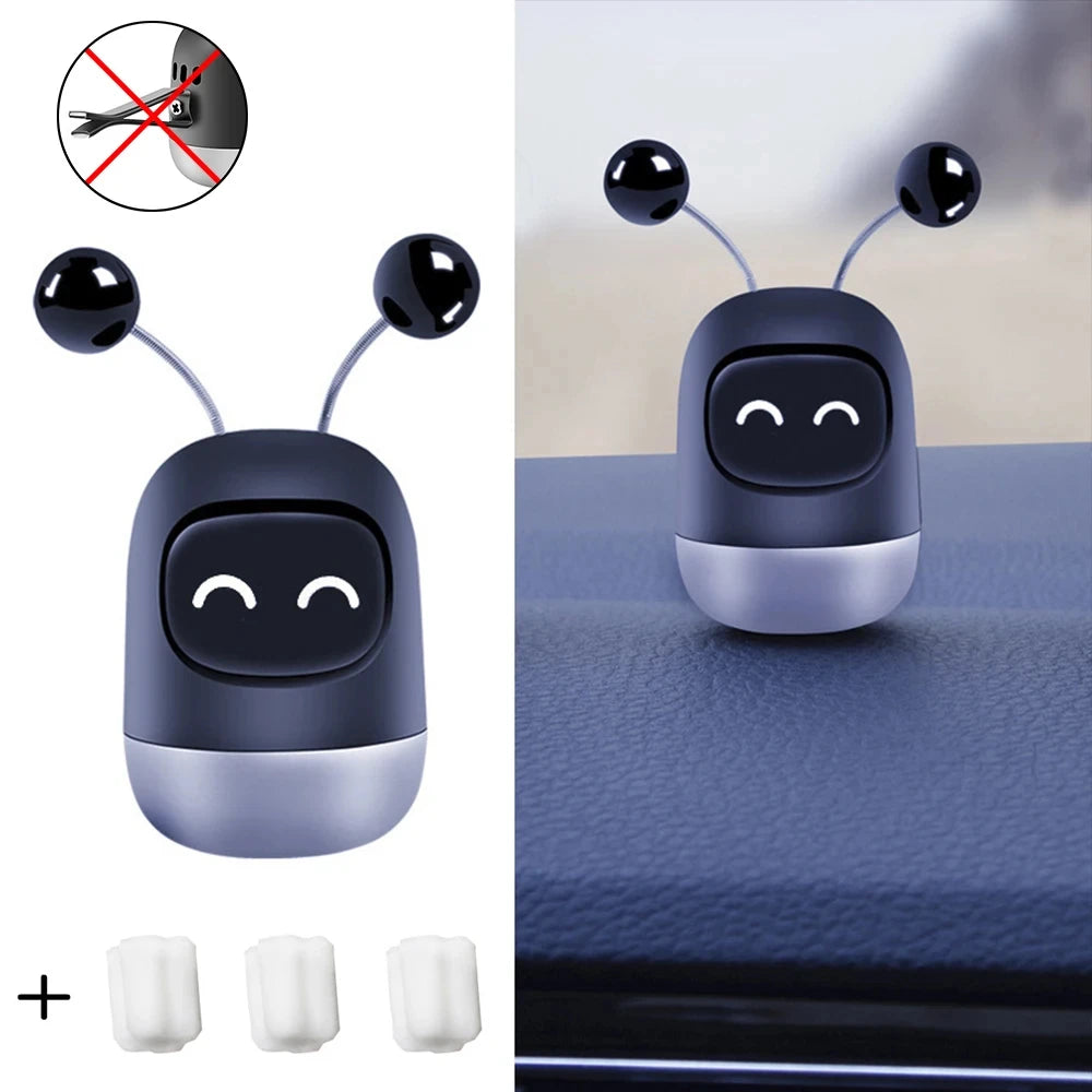 Car Air Freshener Auto Creative Mini Robot Air Vent Clip Parfum Flavoring Ventilation close-up view