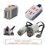 MOC Power Functions M/L/XL Motor Battery Box IR Remote Receiver for RC Car Robot Model close-up view