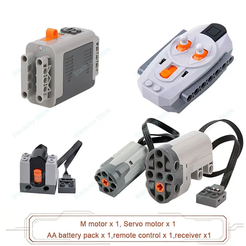 MOC Power Functions M/L/XL Motor Battery Box IR Remote Receiver for RC Car Robot Model close-up view