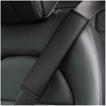 PU Leather Embossed Car Seat Belt Shoulder Cover close-up view