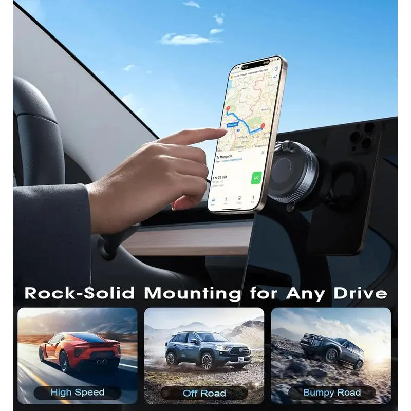 Folding Strong Magnet Magnetic Phone Holder 360° Rotation Desk Car Vacuum Suction Win lifestyle view