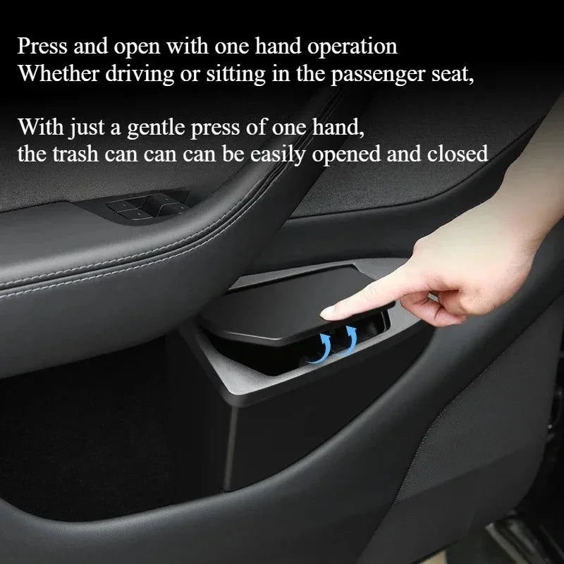 Front Door Storage Trash Can for Tesla Model Y/YL Juniper 2025 Car Door Storage Box Mu close-up view