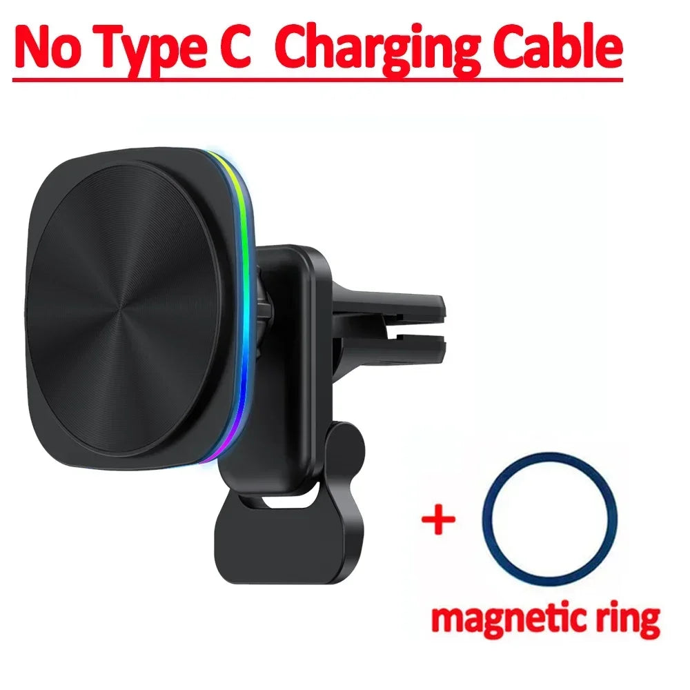 RGB LED Magnetic Wireless Charger Car Phone Holder | Fast Charging Mount for iPhone additional angle