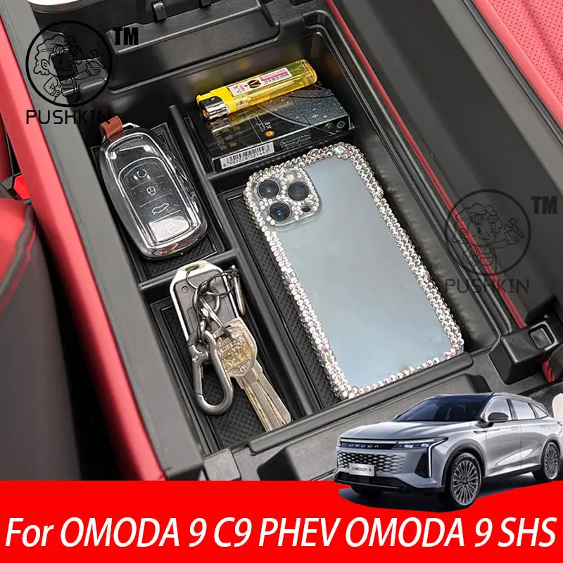 For OMODA 9 C9 PHEV OMODA 9 SHS 2024 Car Armrest Storage Box Center Console Organizer Center Console Interior Accessories