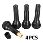 Black TR414 Tubeless Car Tire Valve Stems with Caps | Snap-in Rubber Tire Valve Stem C close-up view