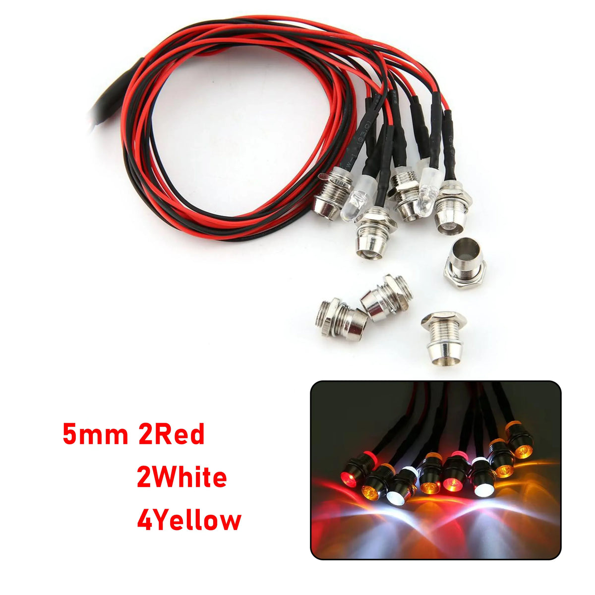 RC LED Light Kit Headlamps for 1/10 1/8 1/12 RC Car Truck Crawler Drift Car Headlight alternate view