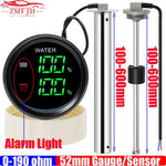 Digital Dual Gauge with Alarm 52MM Water Level and Sewage Level Meter | 0-190ohm Marine Tank Gauge