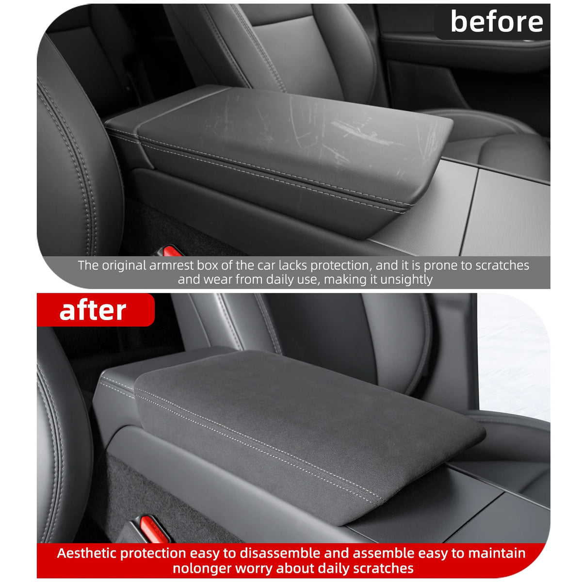 Car Center Console Armrest Pad For Tesla Model YL 2026 6 Seats Auto Central Armrest Box Cover Anti-Scratch Accessories