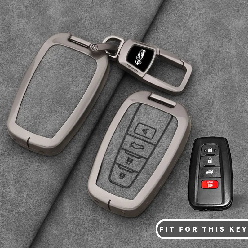 Leather Remote Key Chain Ring Case Cover Shell Protect For Toyota CHR Camry Corolla RA close-up view