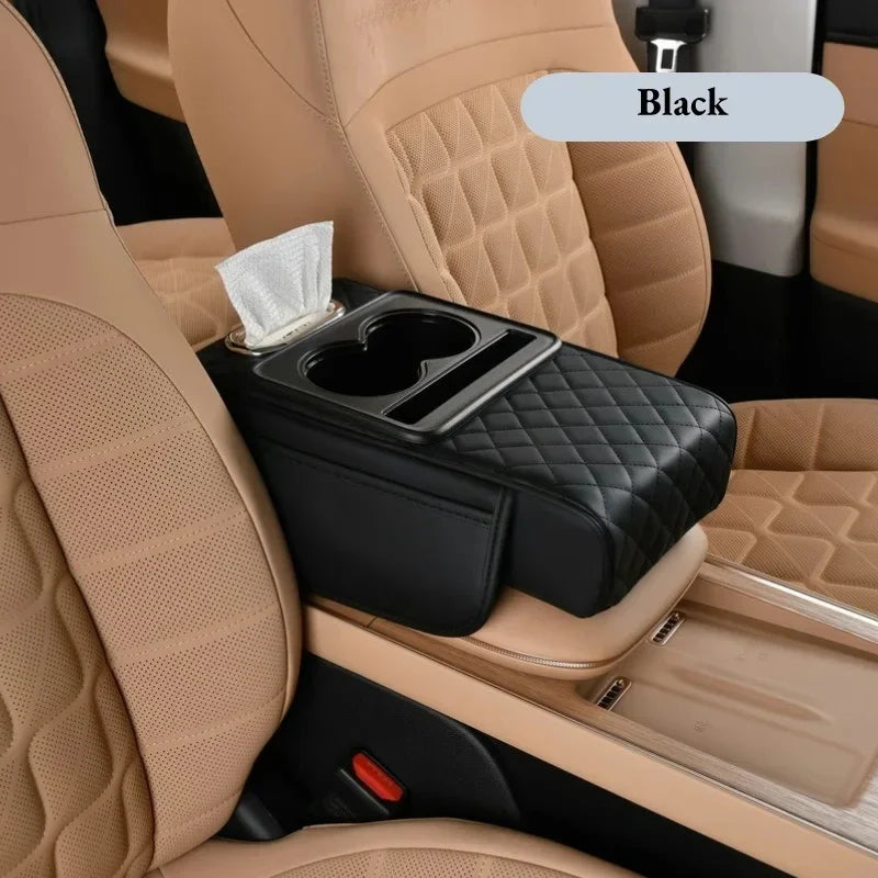 Auto Center Console Armrest Height Pad, Armrest Cushion Cover with 2 Cup Holders, All-Se detail view