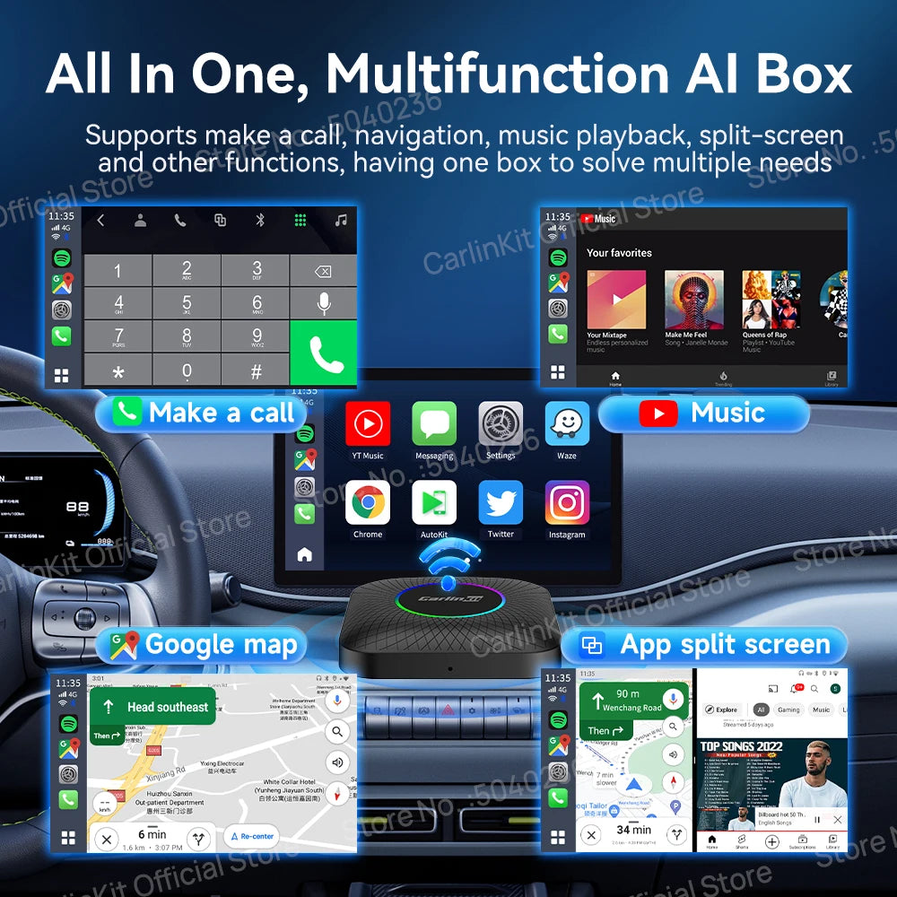 CarlinKit Android 13 SDM660 6225 CarPlay Ai Box LED 8-Cores Wireless Android Auto& CarPl detail view