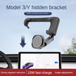 Model 3 Y Magnetic Car Phone Holder Mobile Stand Support Arm For Tesla Scalable Hidden Floating Screen Phone Mount Bracket