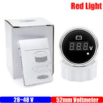 8-32V 28-48V 52mm Digital Voltmeter with Red Alarm Light | Waterproof Voltage Gauge fo close-up view