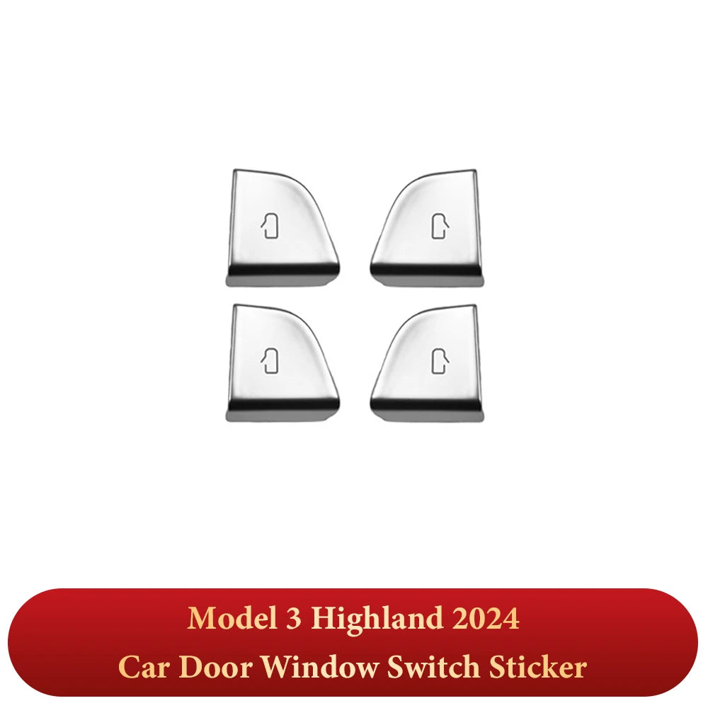 Tesla Model 3 Highland 2024 Door Switch Sticker Cover | Interior Button Overlay additional angle