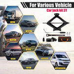3T Car Scissor Jack Kits Emergency Crank Lift Stand Labor-Saving Repair Tire Replacement with L-wren