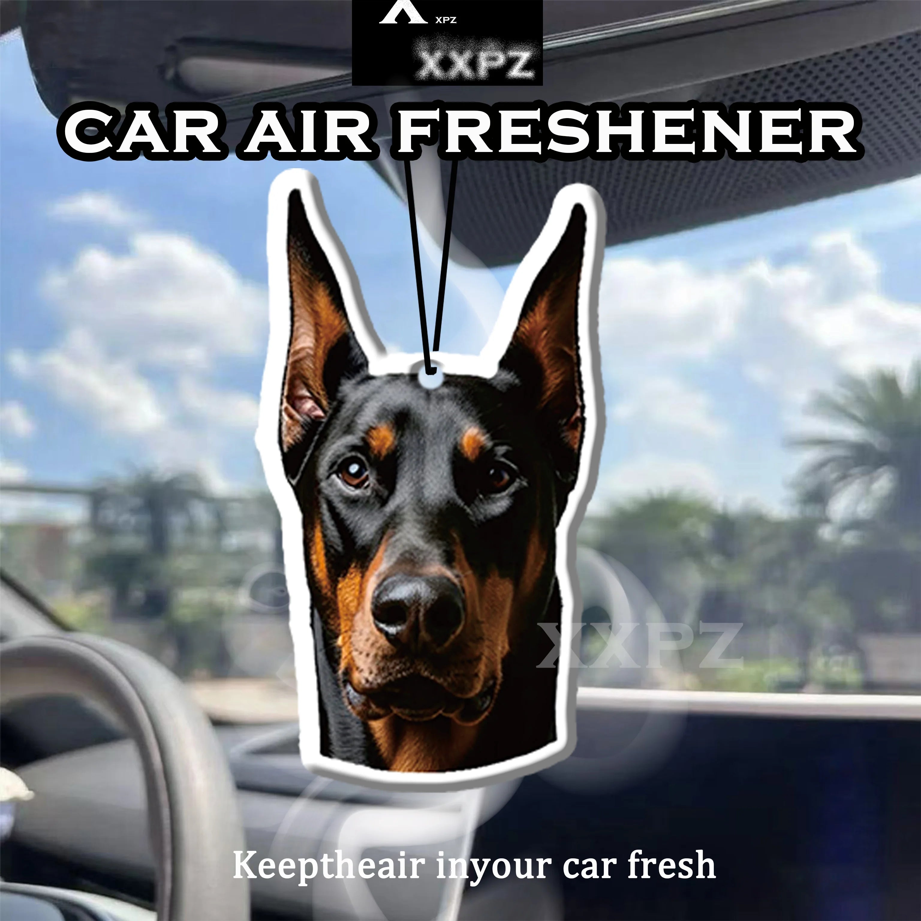 1/3pcs Doberman Car Air Freshener Auto Parts Car Hanging Funny Dog Shape Aromatherapy close-up view