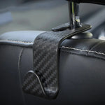 4 Pack Carbon Fibre Car Seat Headrest Hook Back Seat Organizer Hanger Holder for Handbag detail view