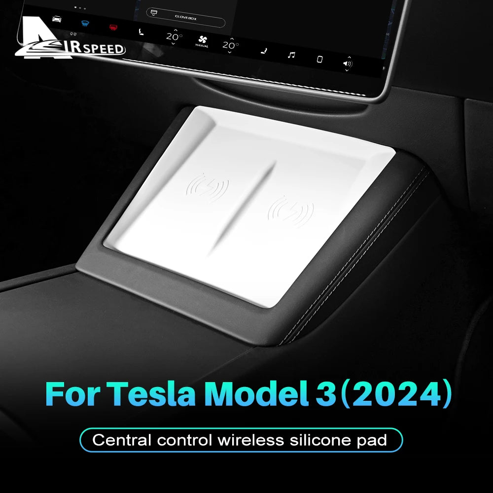 AIRSPEED Silicone Wireless Charging Pad for Tesla Model 3 Highland 2024 Model Y Juniper 2025-2027 |