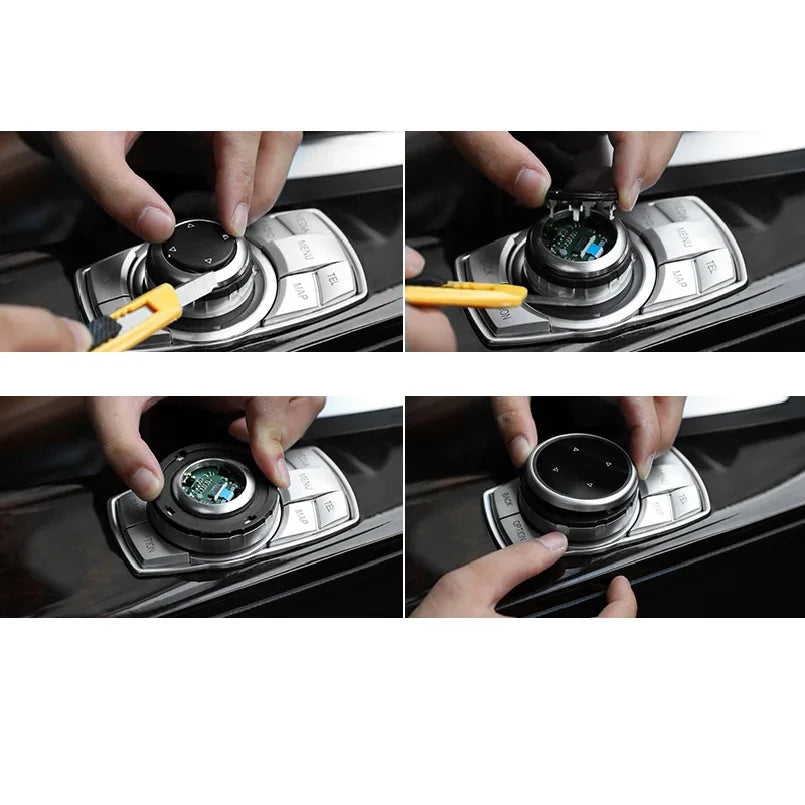 Car Multimedia Buttons Cover Stickers Knob Cover For BMW 1 3 5 Series X3 X5 X6 F30 additional angle