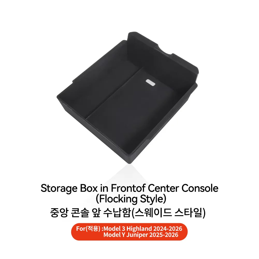 YZ Tesla Model 3 Highland 2024 Model Y Juniper 2025 Storage Box Center Armrest Hidden close-up view
