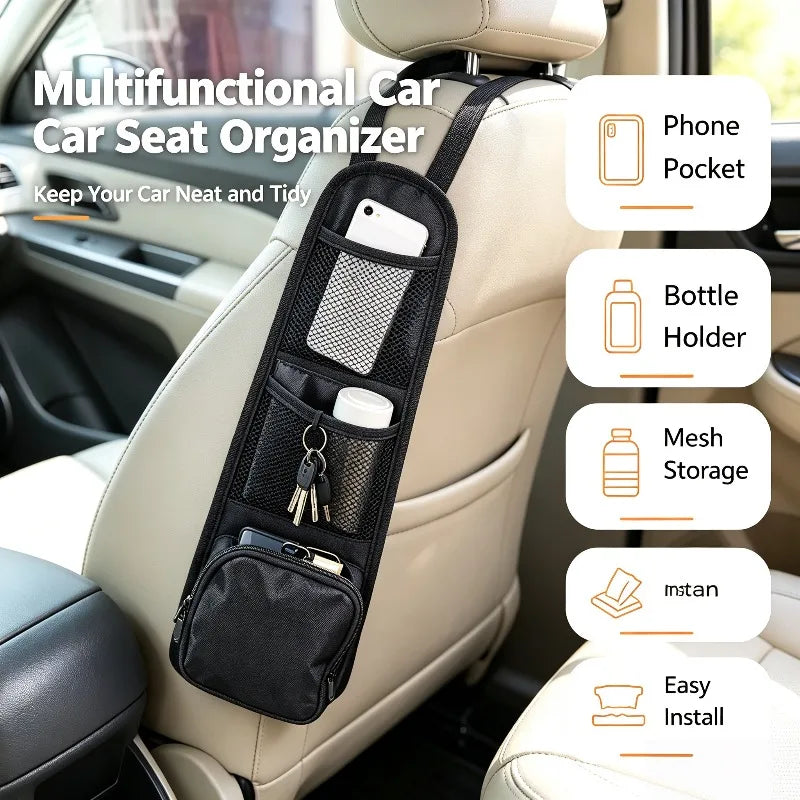 Multifunctional Car Seat Side Organizer Hanging Storage Bag With Cup Phone Pocket Auto I detail view