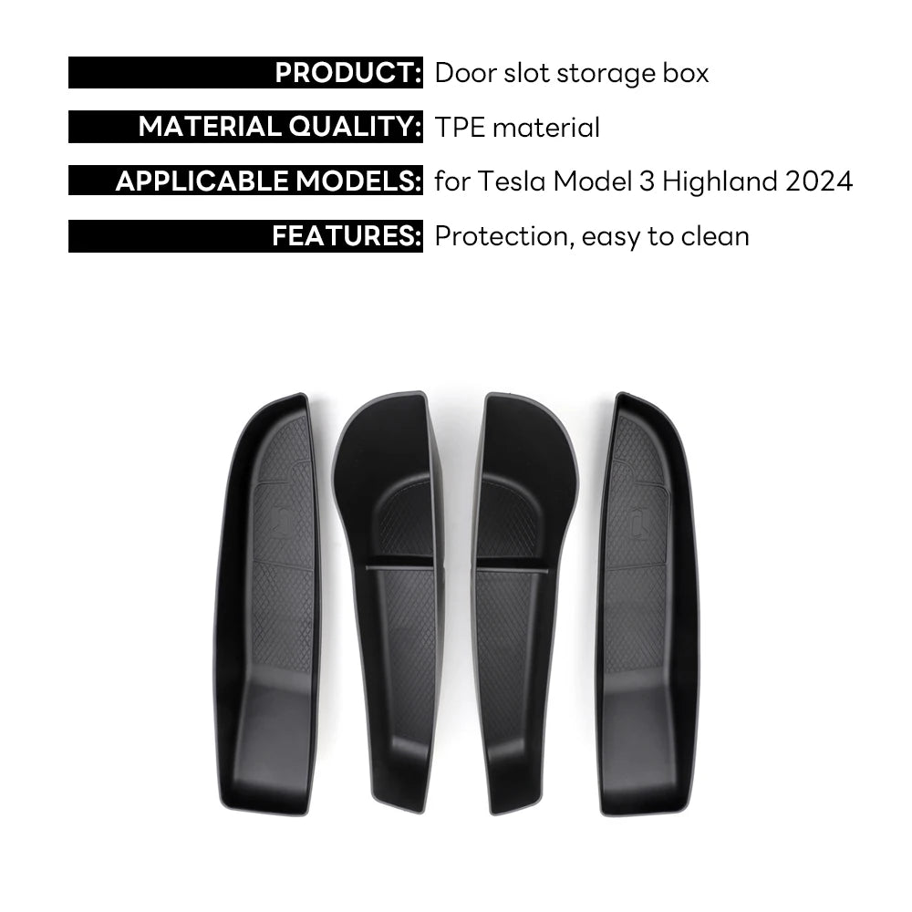 For Tesla Model 3 Highland 2024 Door Storage Box | TPE Car Organizer Tray alternate view