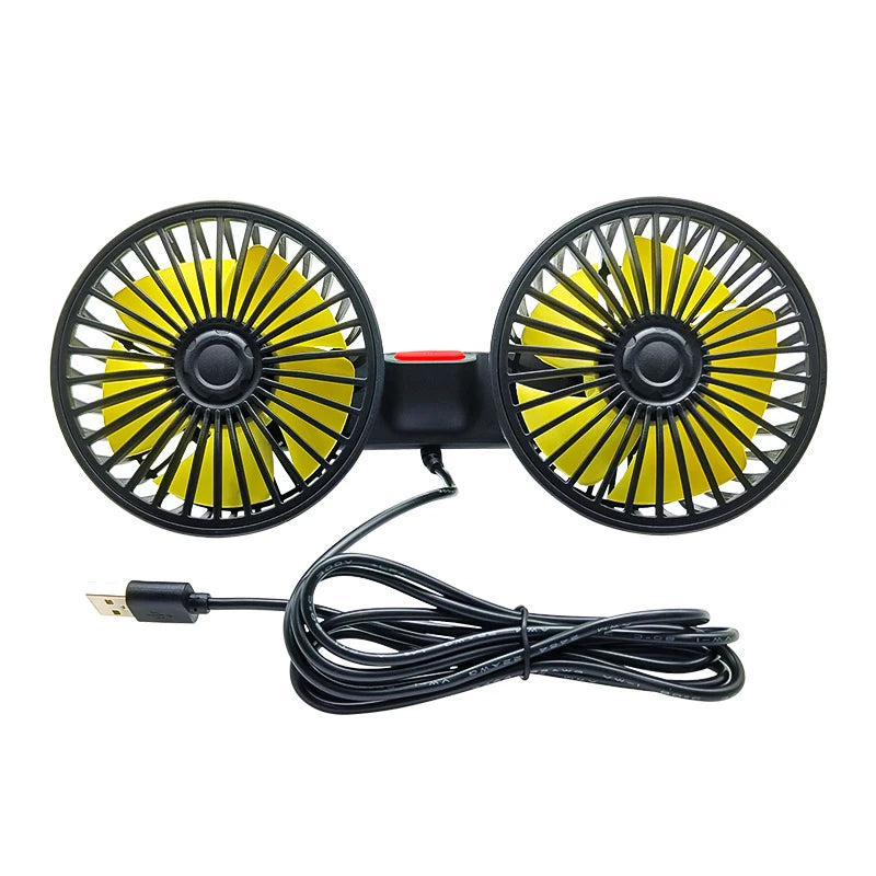 Car Fan 360° 3-speed Car Seat Back Cooling Fan USB Charge Dual Head Fan Adjustable Ro lifestyle view