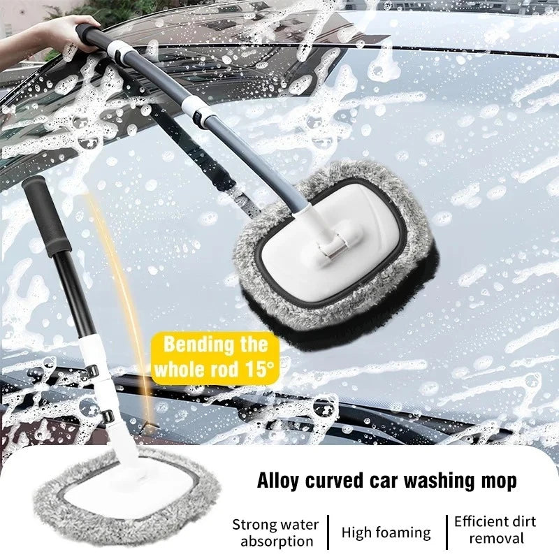 Car Wash Brush Mop Kit Cleaning Brush Chenille Microfiber Car Wash Brush Telescopic Long Handle Cleaning Mop Car Cleaning Tool