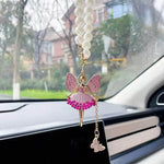 Fashion Angel Girl Car Interior Decoration, Exquisite Diamond Inlaid Car Rearview Mirror  Pendant Accessories Gift Hanging