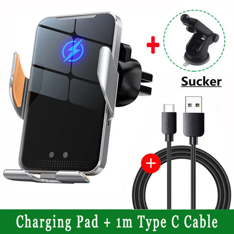 Car Wireless Charger Auto Car Mount Phone Holder Stand For iPhone 15 14 13 Samsung Xi lifestyle view